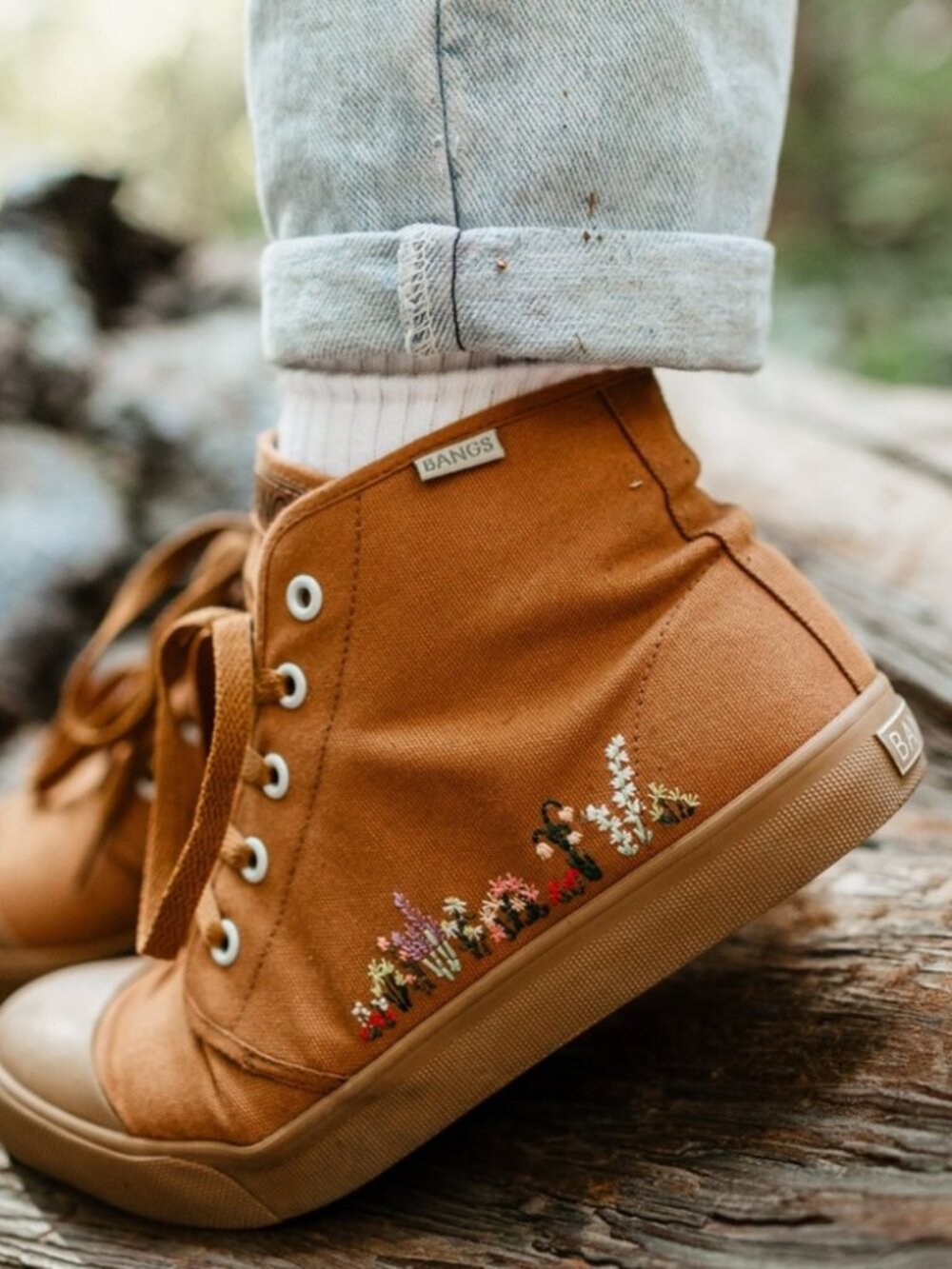 Bangs Wildflower Wanderer High Top Sneakers Embroidered Canvas Boho Gorpcore 9